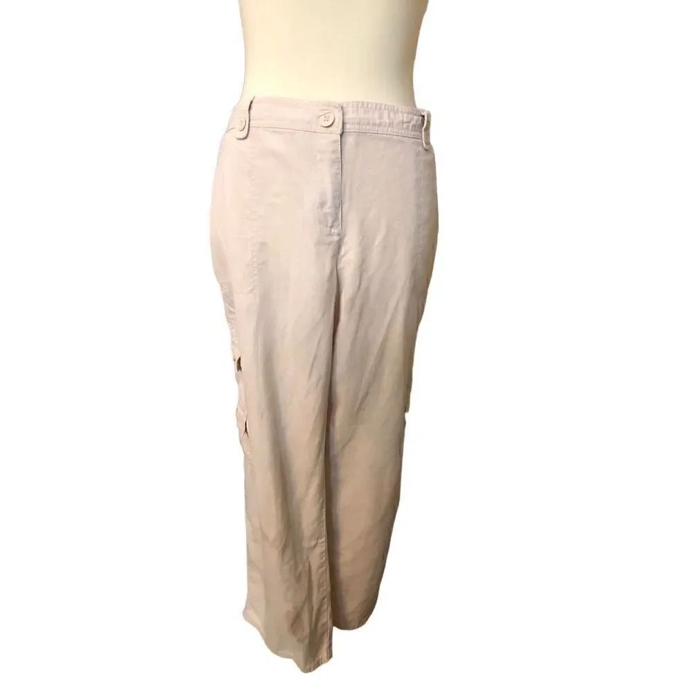 New York & Company tan linen and cotton blend blend cargo type casual pants
